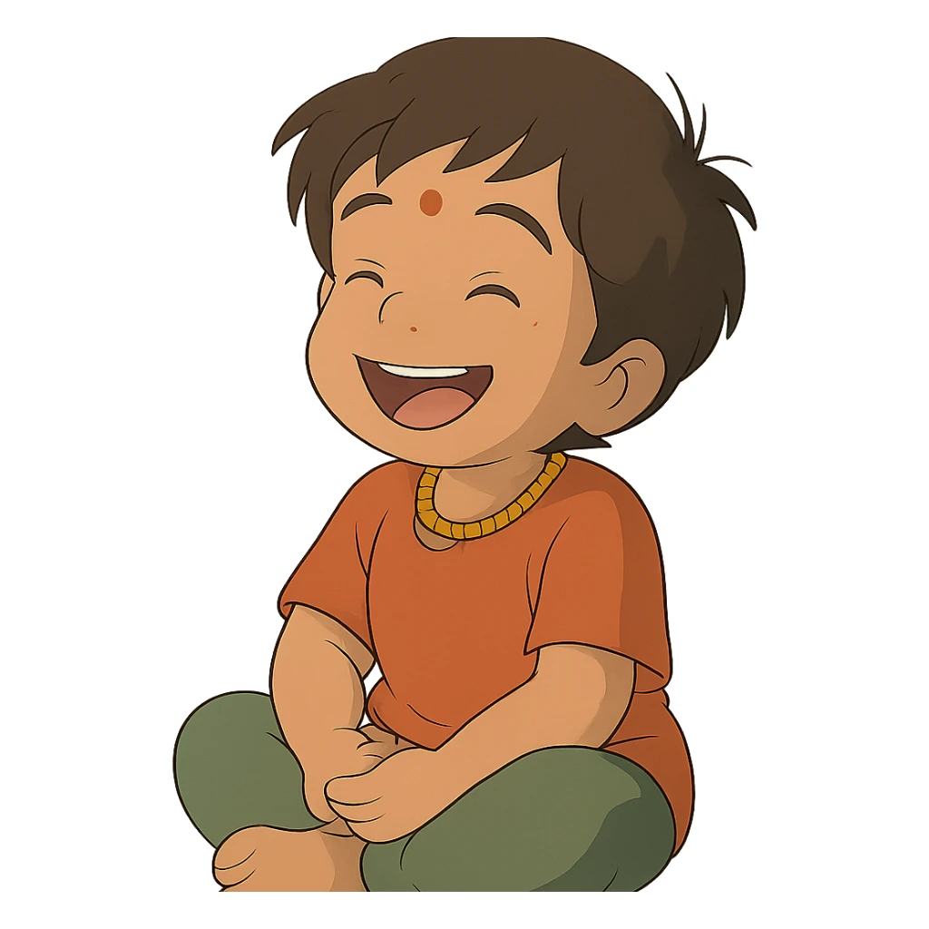 happy Indian kid listening to a story sticker