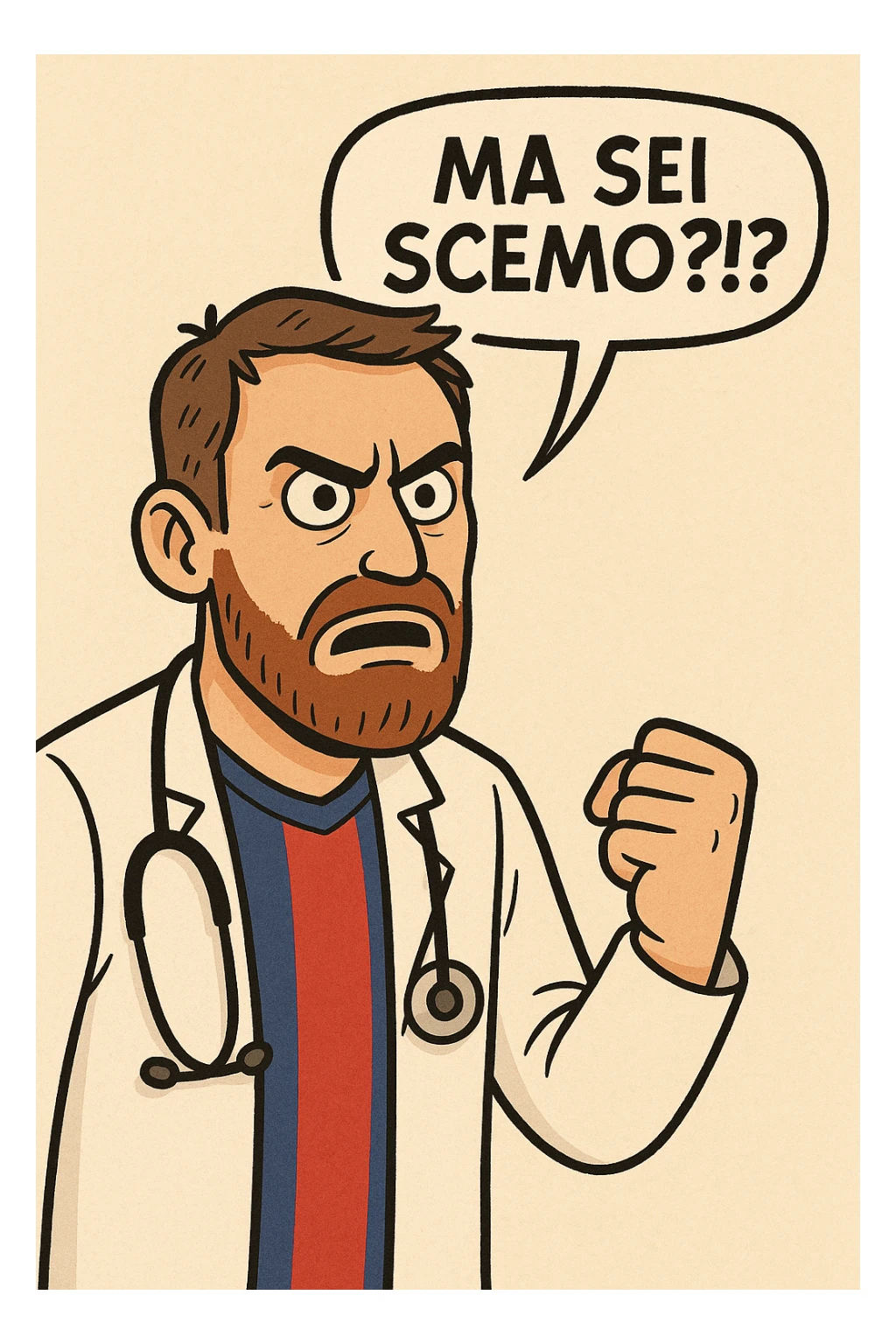 Dottore con la stessa faccia e camicie, dice "Ma sei scemo?!?" sticker