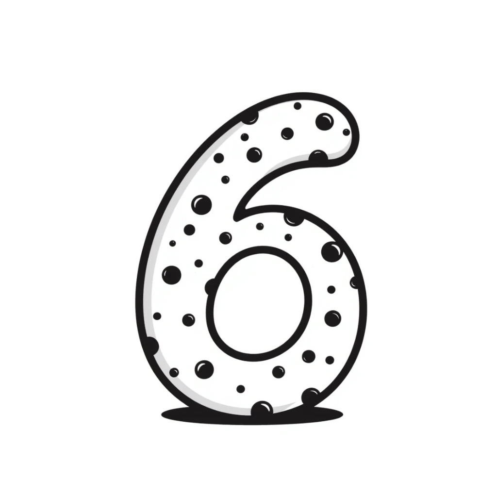 Handdrawn number six with pearl accents sticker