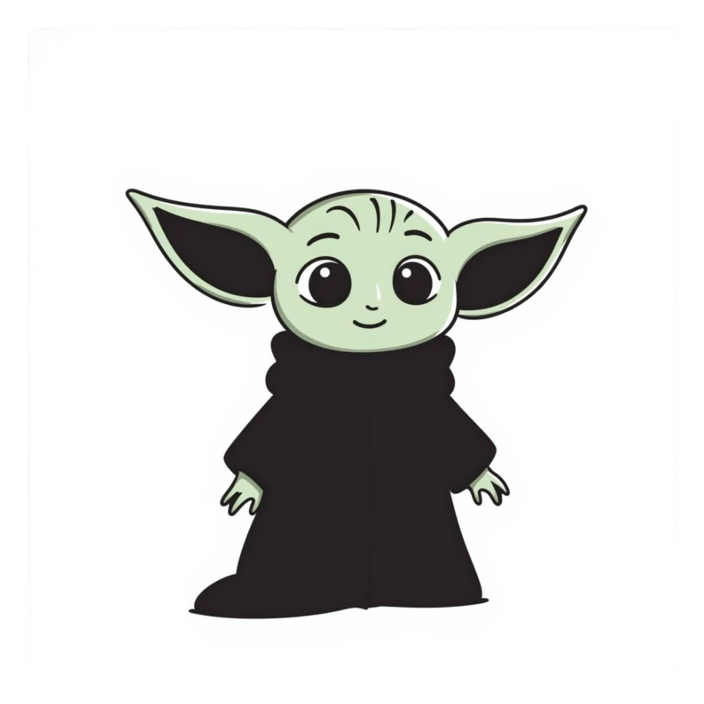 baby yoda, hand drawn doodle style sticker