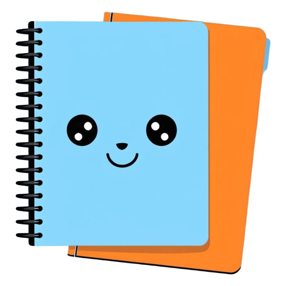 sky blue notebook with only eyes no mouth sticker style sticker