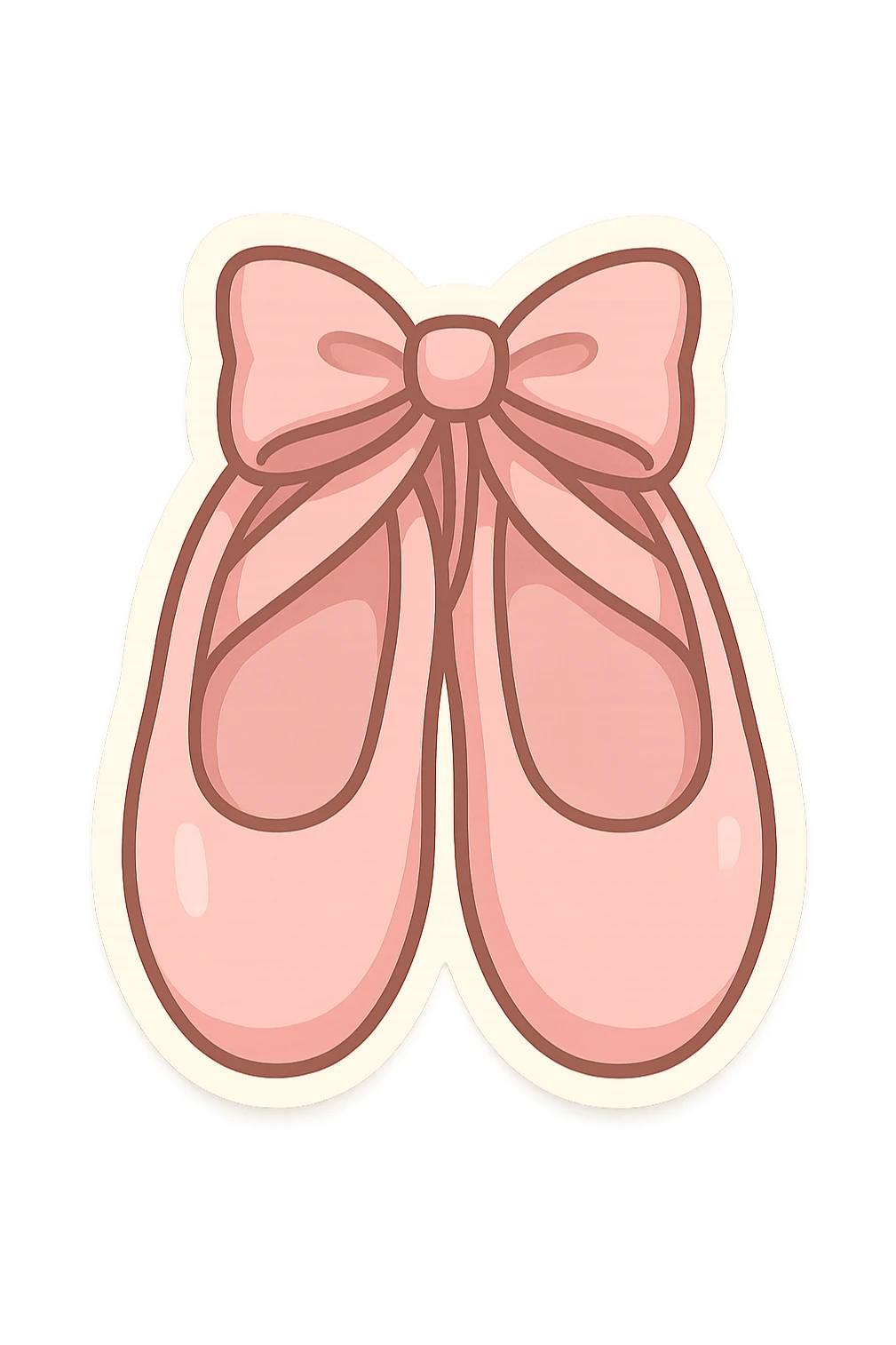 a pair of pink ballet shoes with a bow, cartoon style sticker