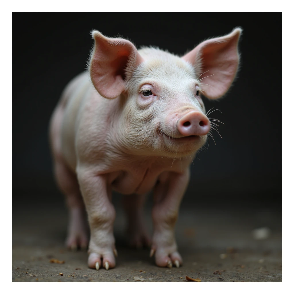 pig standing with a subtle window on the neck showing the thyroid highlighted gently, no cruel details, white background, hyperrealistic 4K sticker