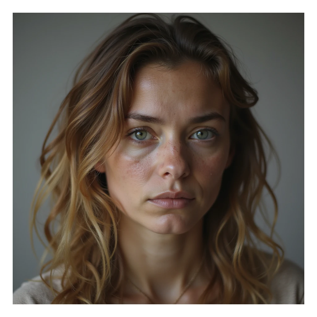 a tired mom, expressive, realistic, gentle colors sticker