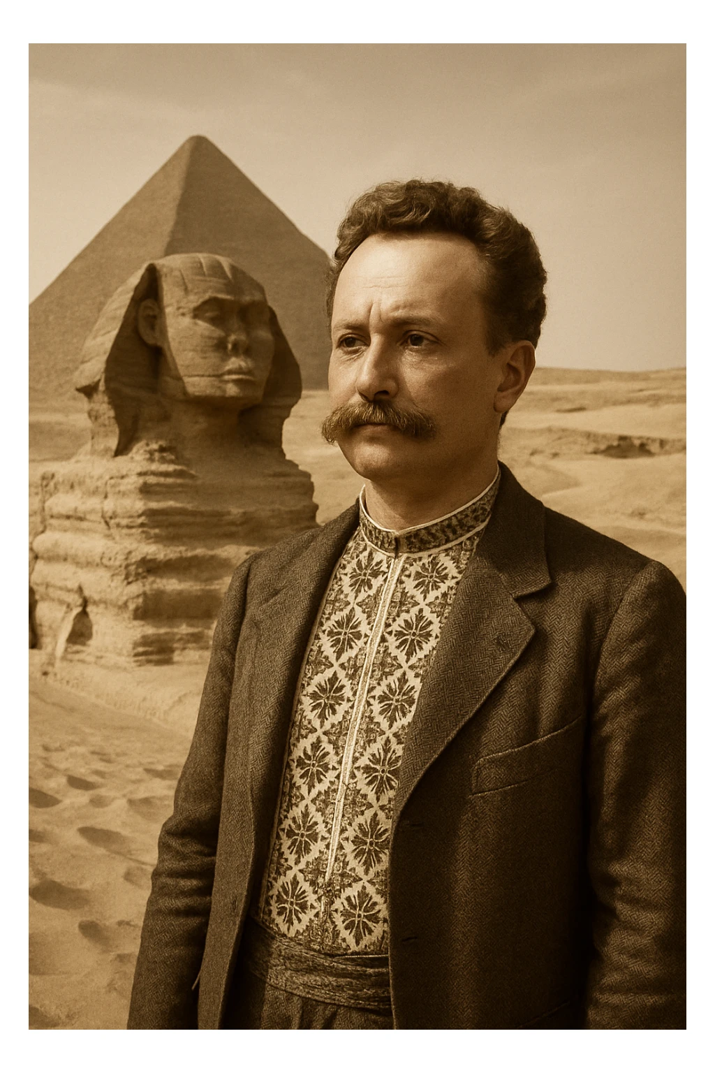 near the statue of the sphinx in Egypt sticker