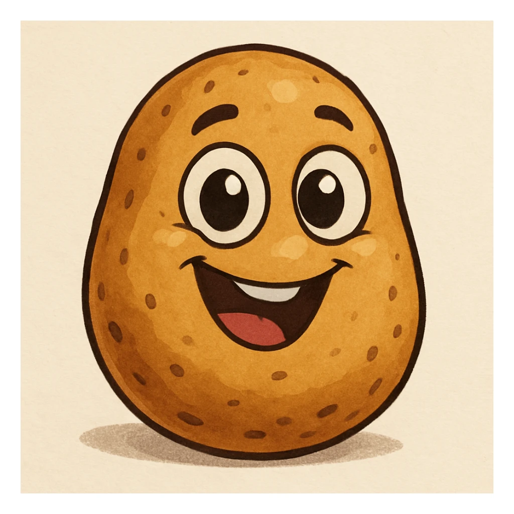 cartoon potato smiling with big eyes sticker