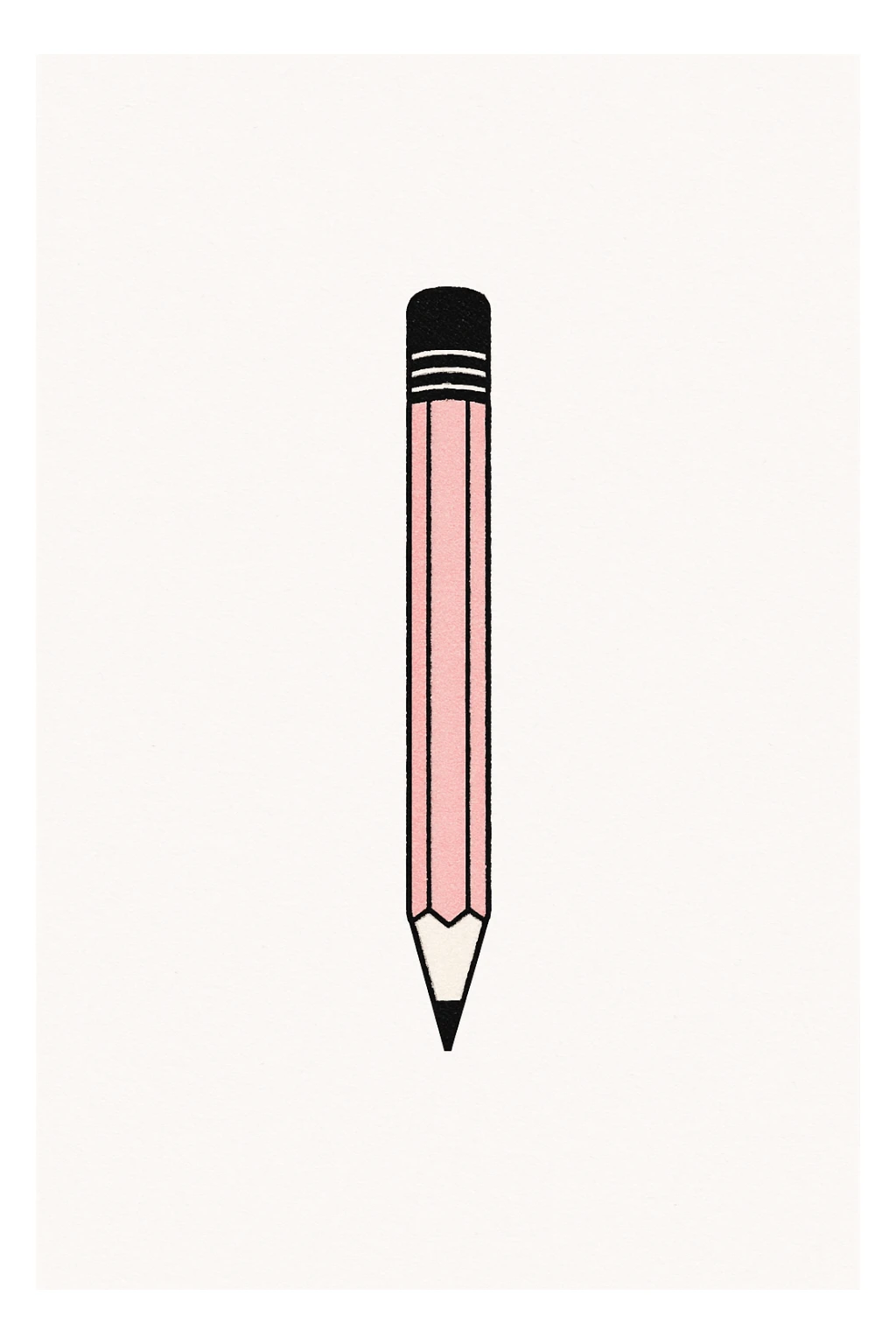 minimal pink and black pencil on white background, no text sticker