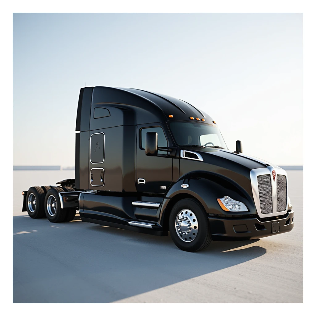 2025 Kenworth T680 semi truck, black, side view, realistic style sticker