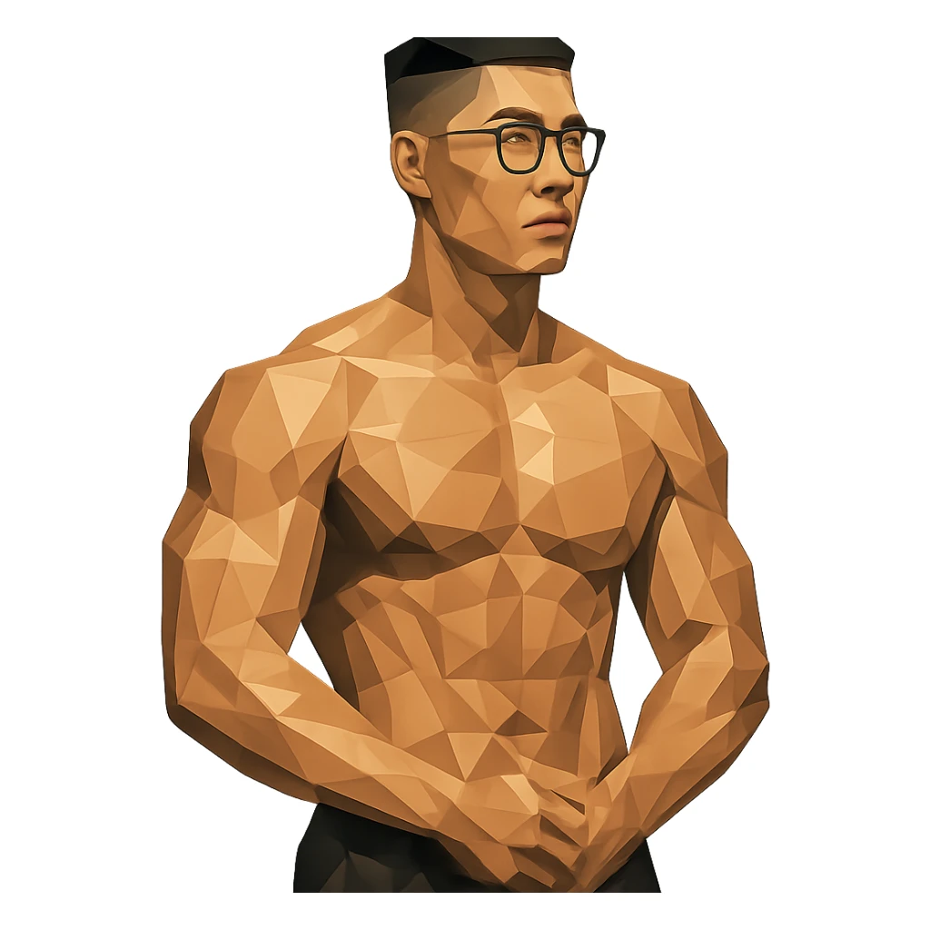 muscular tall Korean man with glasses and short hair sticker