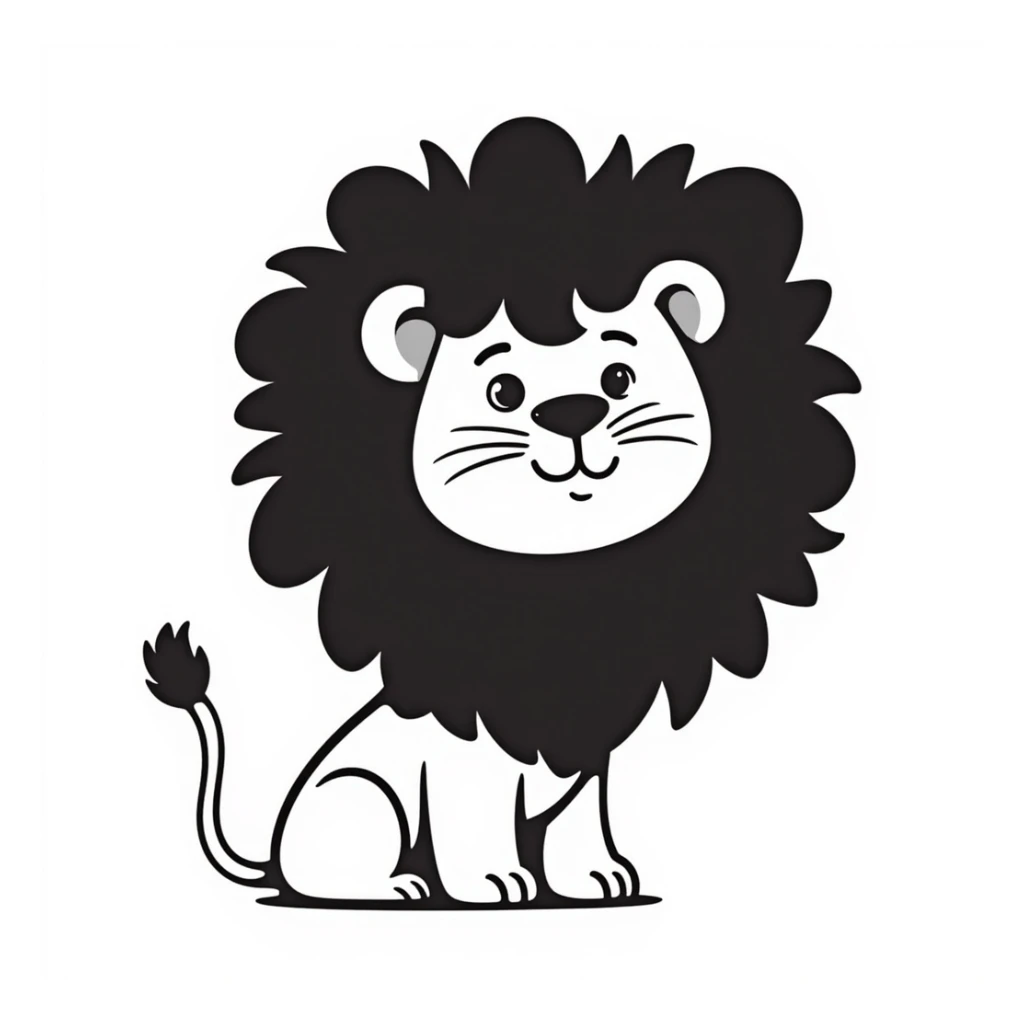 A lion in the style of a black doodle. sticker