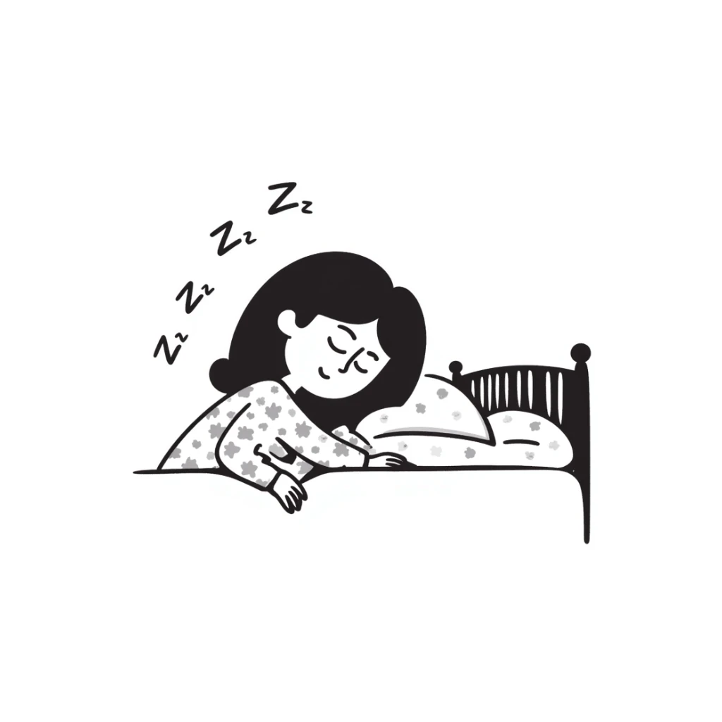 hand-drawn sleeping girl with zzz above head sticker