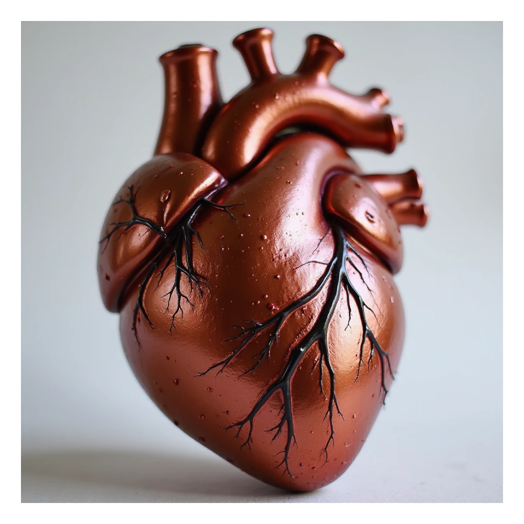 heart with a metallic finish, photorealistic style sticker