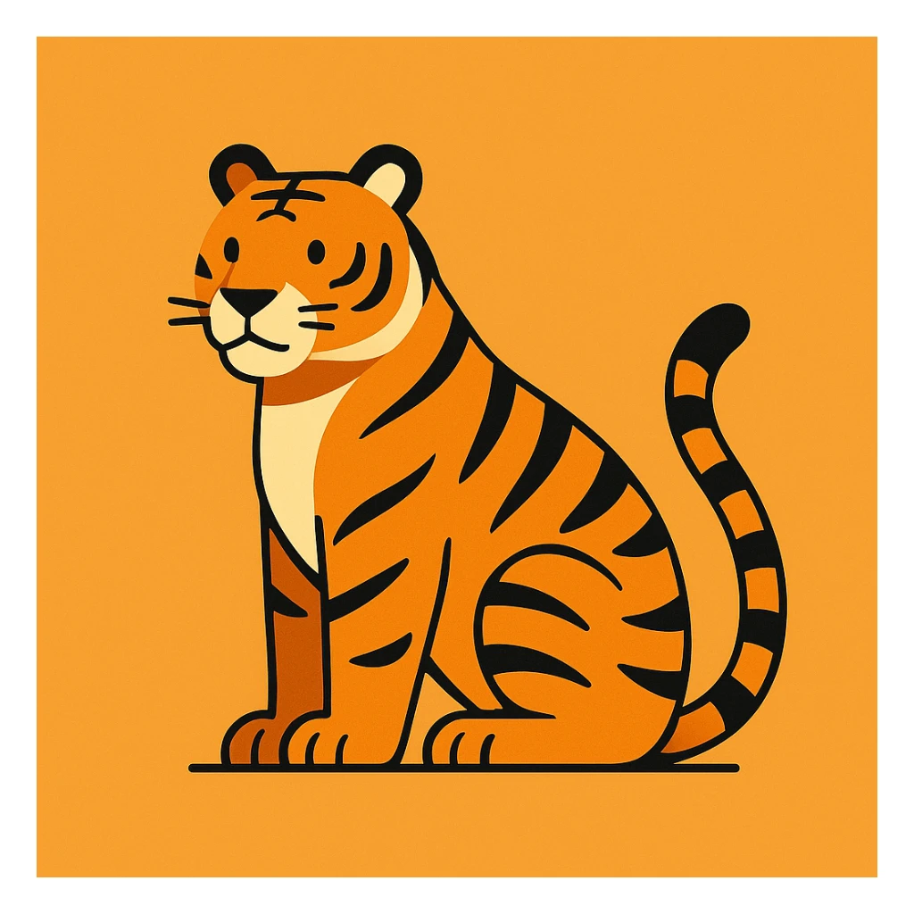 Flat design style tiger sticker