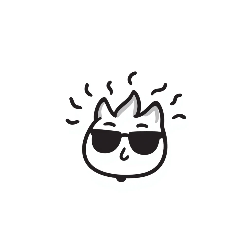 face with sunglasses, wavy heat lines, feeling hot sticker