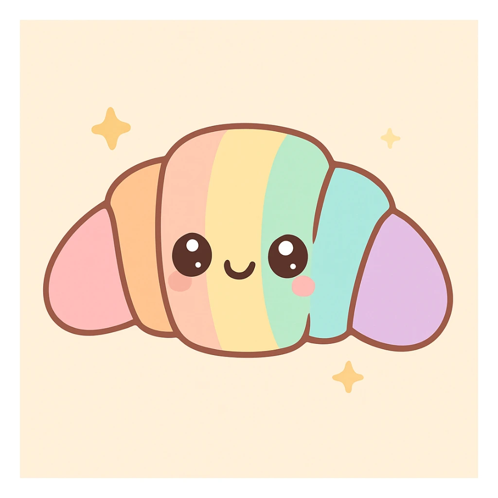 cute cartoon style croissant with rainbow pride colors sticker