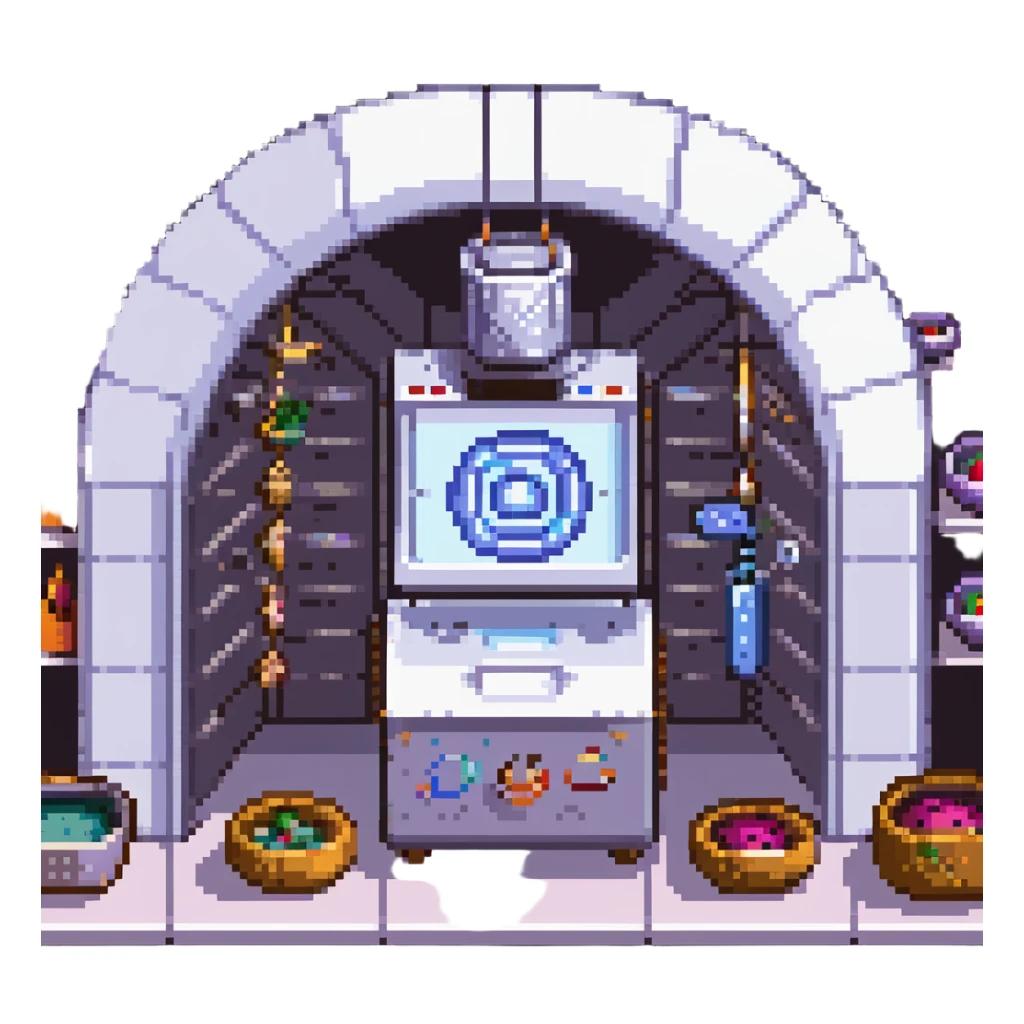 A transcendent baker manipulating timelines and alternate realities to bake. Ingredients phase in from other dimensions, and the oven warps space itself. UI is fragmented, shifting, and surreal—portals, time loops, and morphing recipe glyphs. sticker