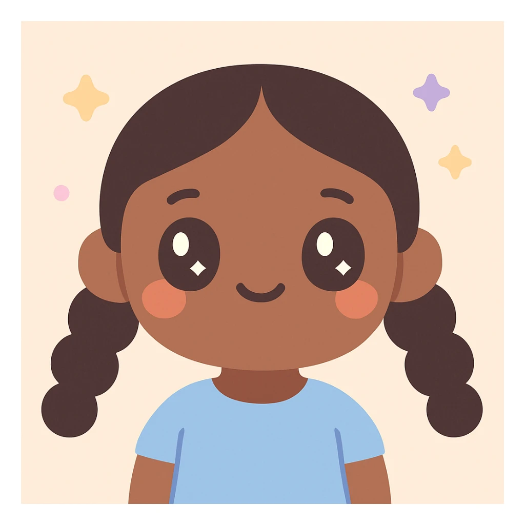 little black girl with braids, kawaii style sticker