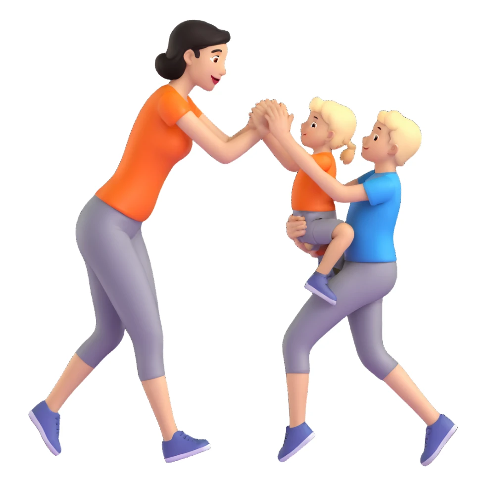 Mother and young son playing together sticker