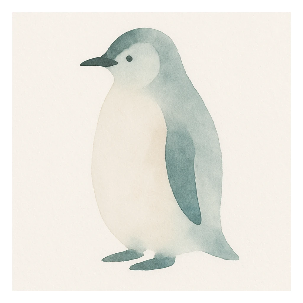 penguin in watercolor art style sticker