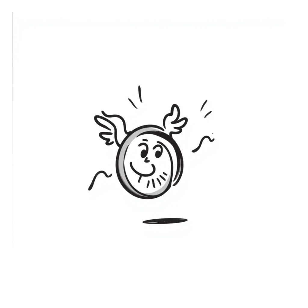 USDC coin, hand-drawn doodle style, playful and casual sticker