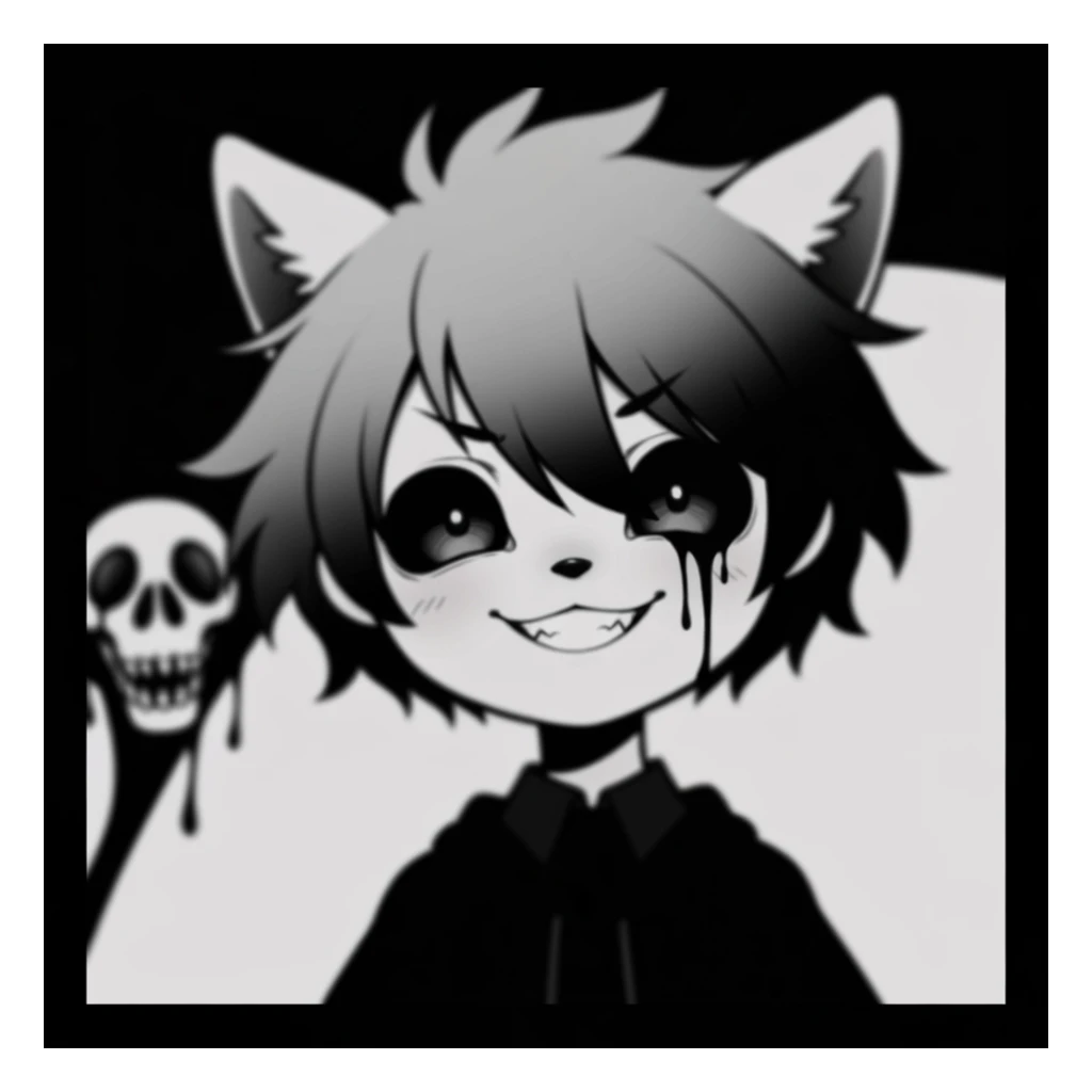 pastel horror profile picture, cute, expressive, minimal, black color palette, variation 3 sticker