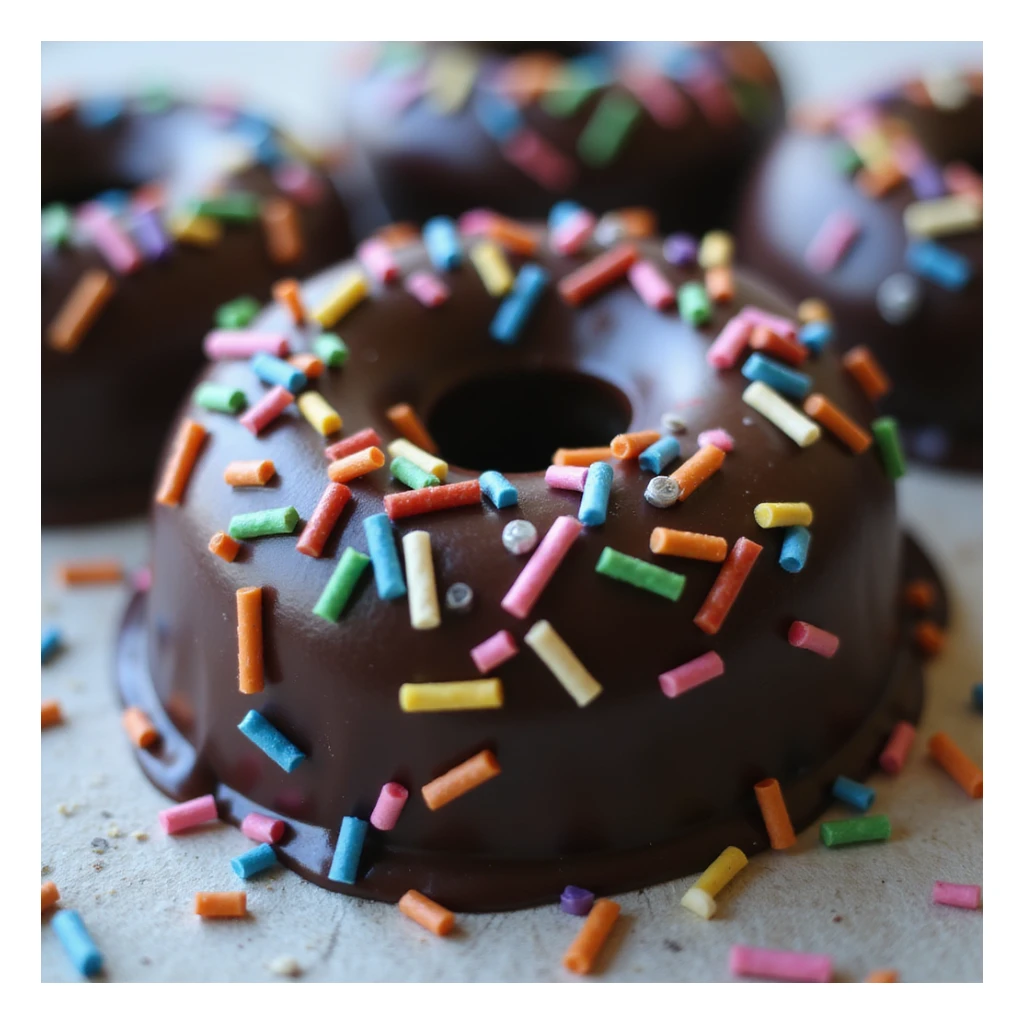 realistic black candy with rainbow sprinkles, photorealistic style sticker