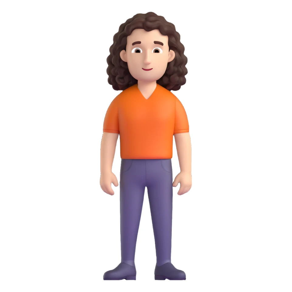 white man in his 40s with long tight curly hair and short sides sticker