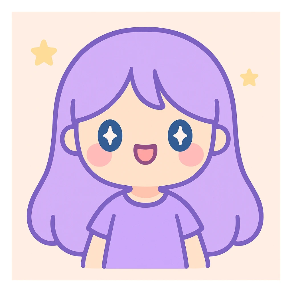character with long purple hair, kawaii style sticker