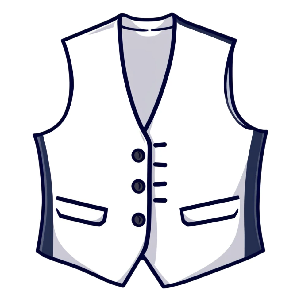 white formal vest for women with 3 white buttons and 2 front pockets sticker