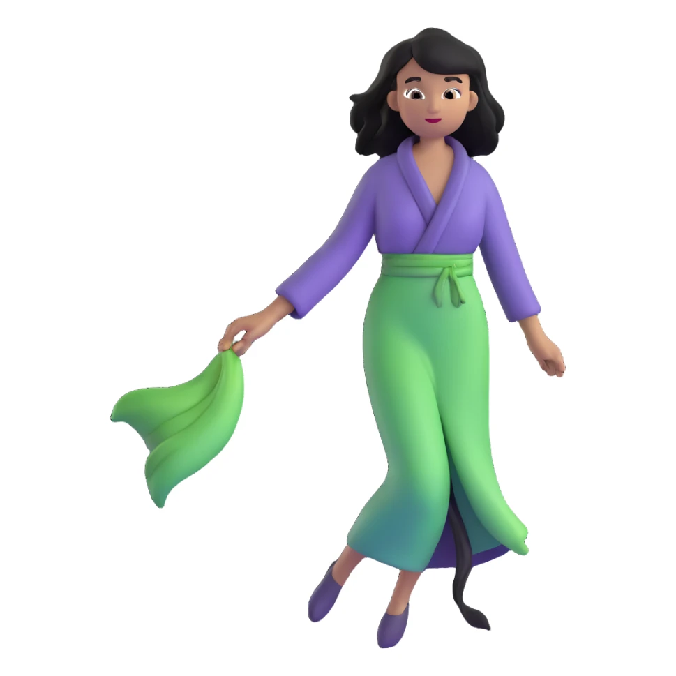 person with hair and clothes gently flowing in a refreshing summer breeze sticker