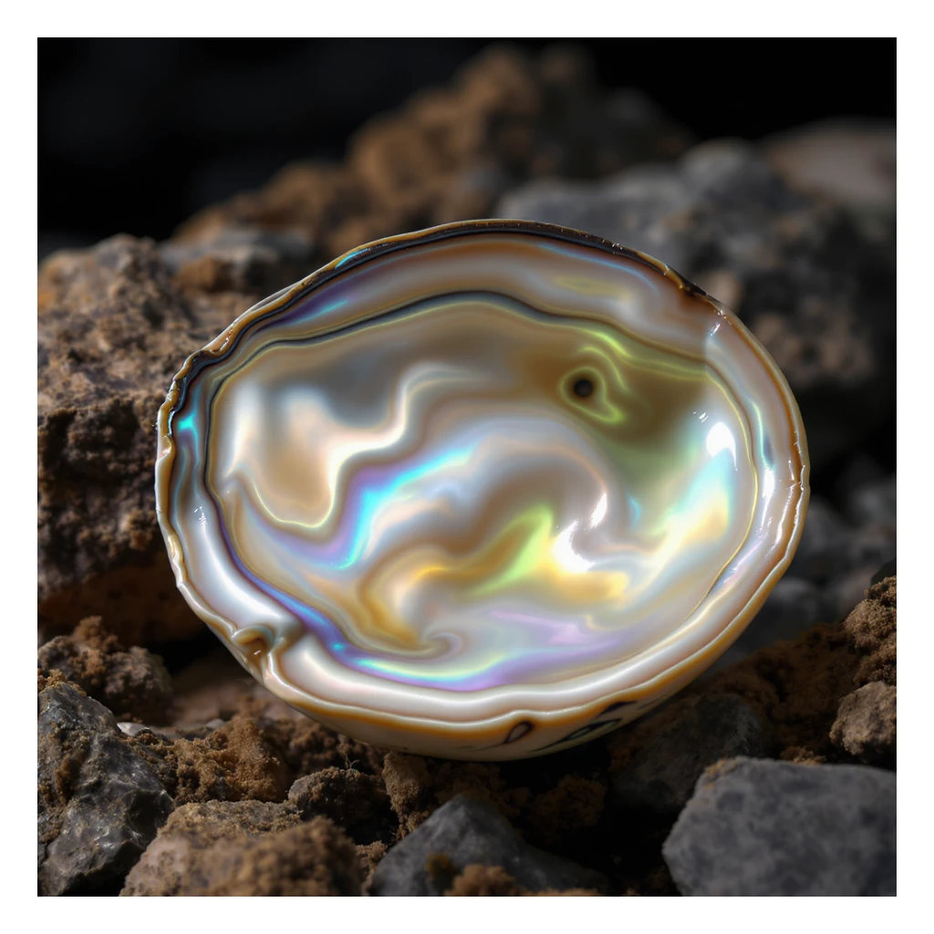 realistic iridescent abalone shell, detailed texture, natural colors, high resolution sticker