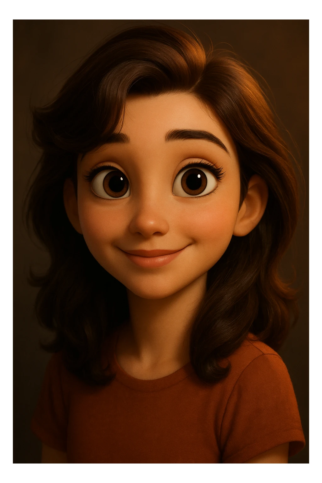 3D Disney-style portrait of the person in the reference image, expressive and charming, large eyes, soft lighting, smooth skin, detailed hair, inspired by Disney animation style sticker