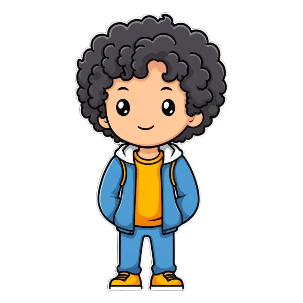Boy with curly hair named Joshua sticker
