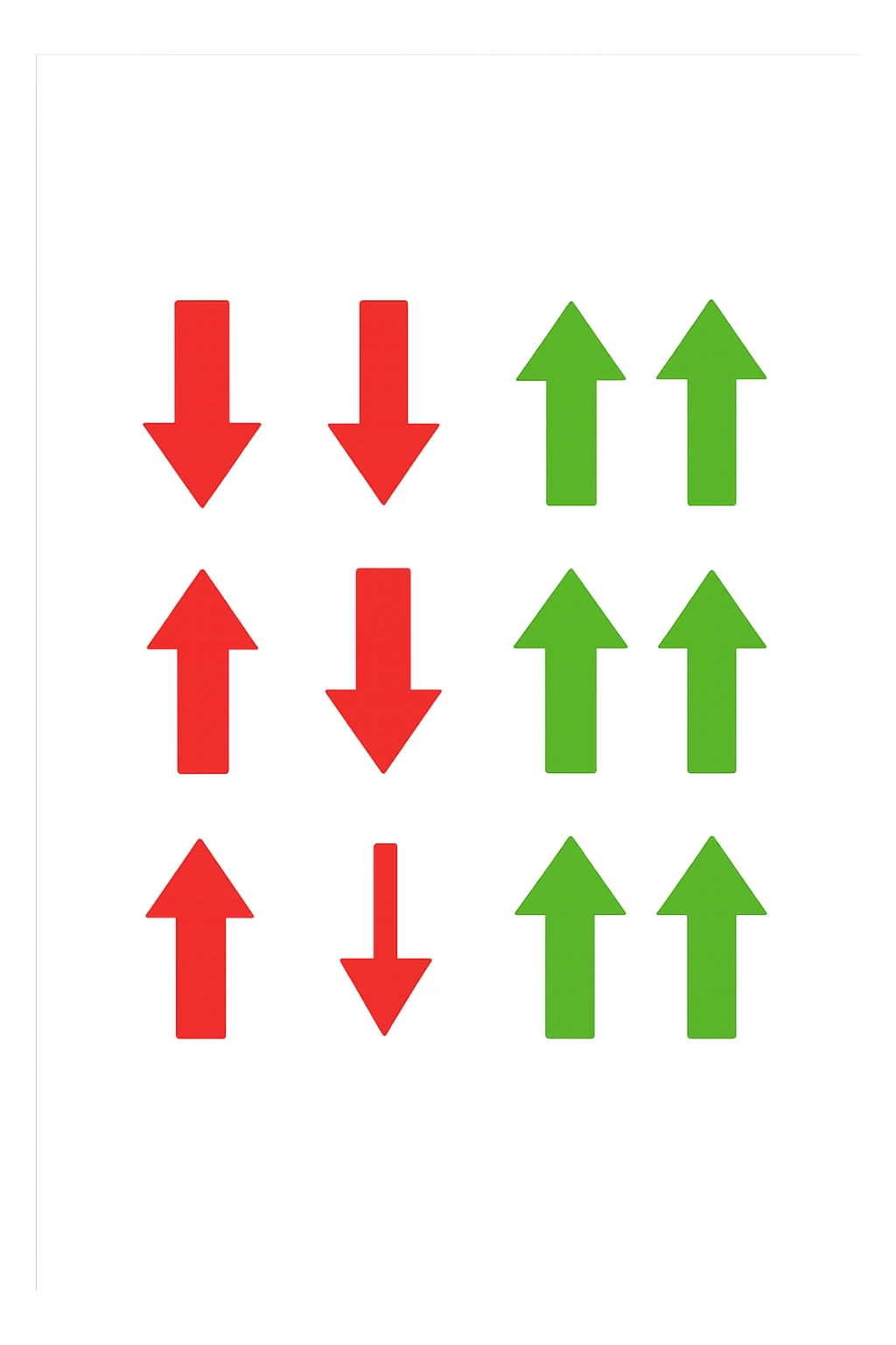 FRECCE ROSSE CHE SCENDONO E FRECCE VERDI CHE SALGONO, FLUTTUANO IN ARIA sticker