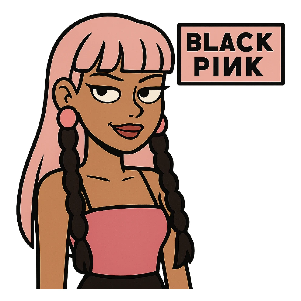 Blackpink inspired icon, pink and black, bold and modern sticker
