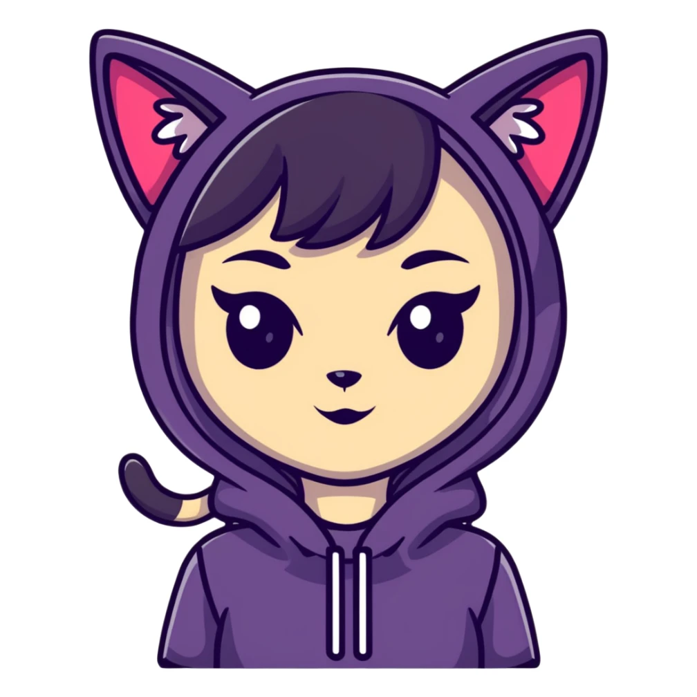 catgirl with big eyes and cat ears, anime inspired sticker