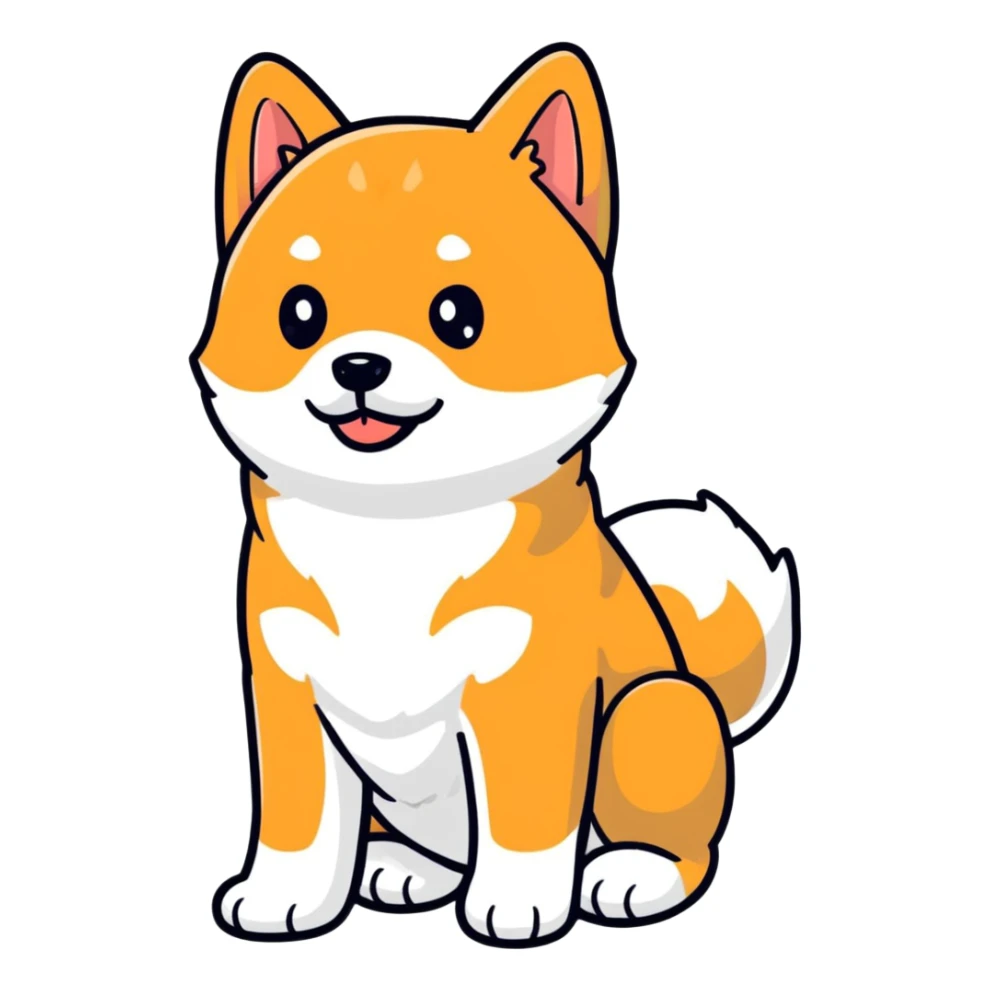 adorable black Shiba Inu puppy full body pose sticker