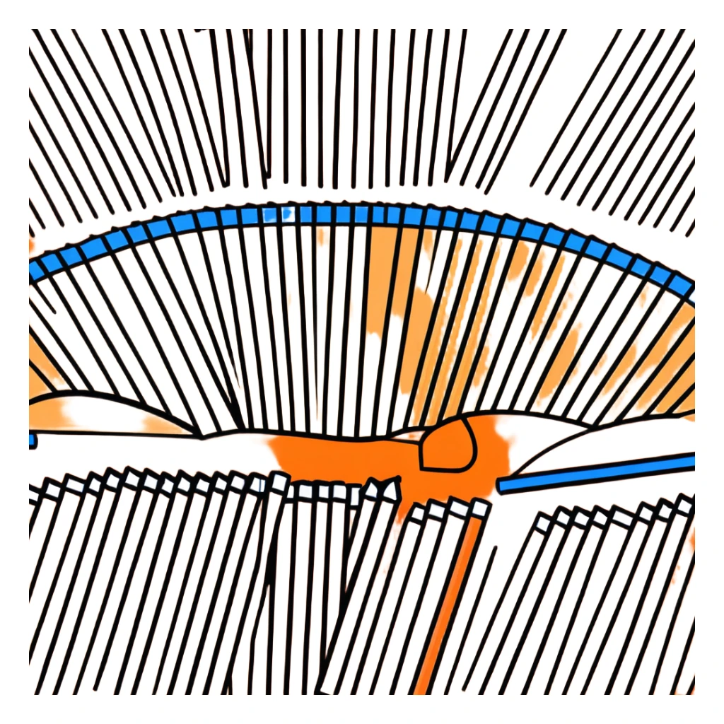 Eleven blue crayons of different shades arranged in a fan pattern sticker