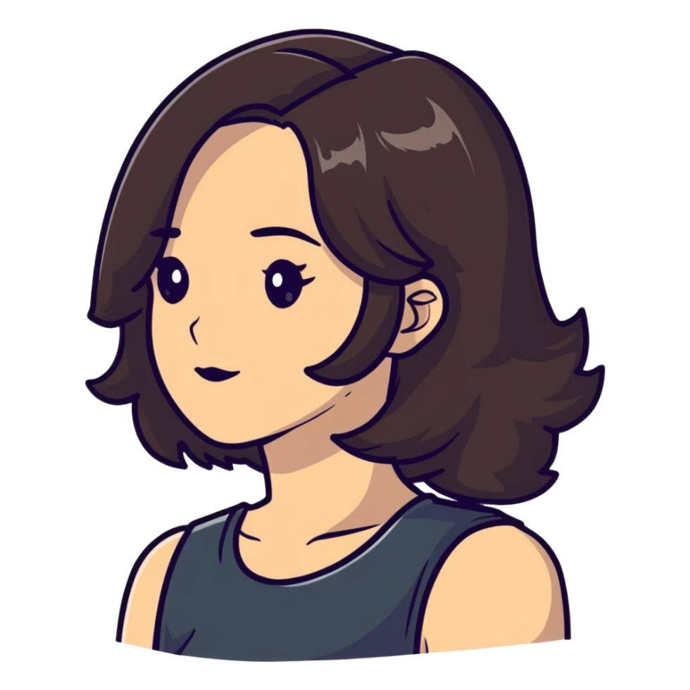 brunette girl with hair in a side part sticker