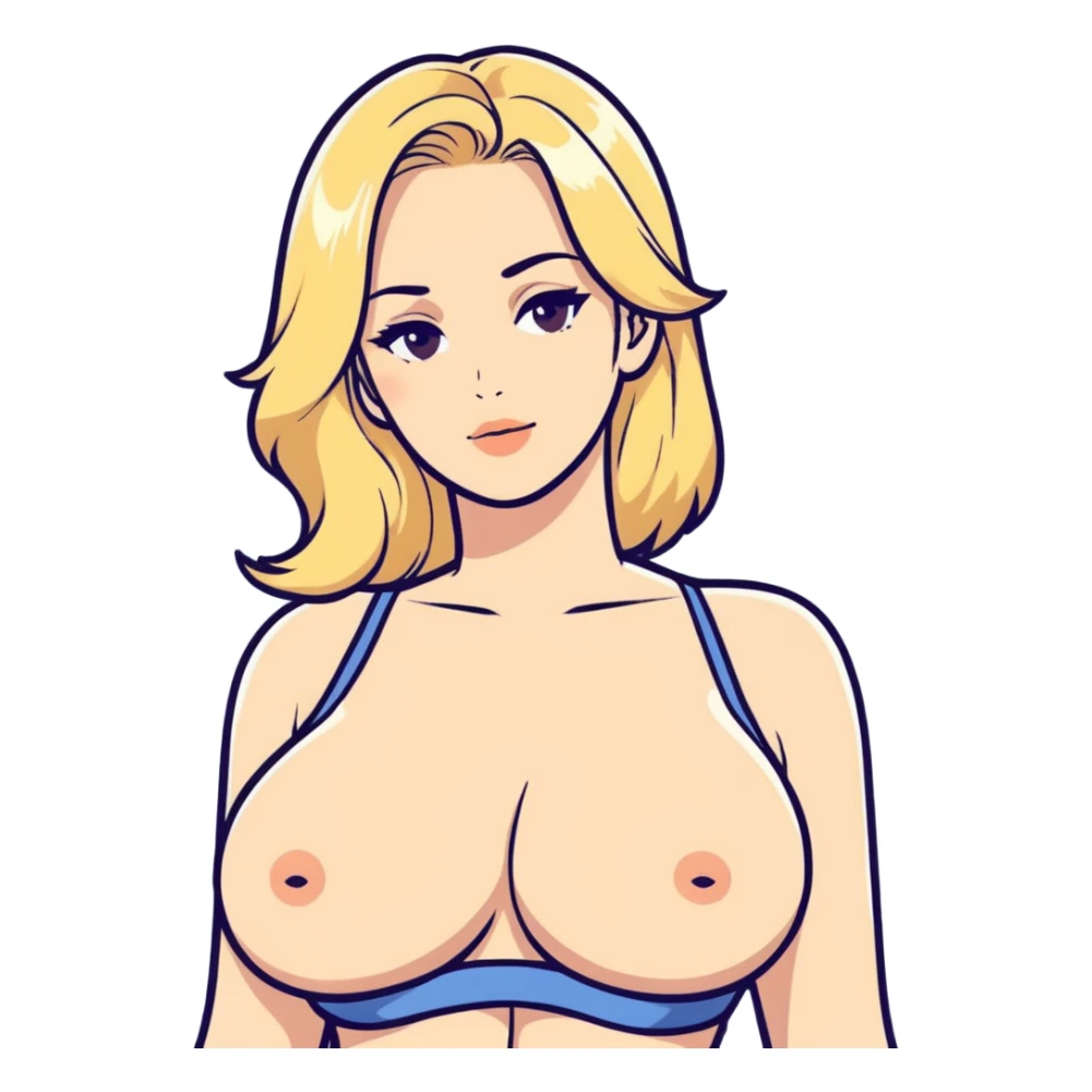 Thick. Blonde. woman. Large breasts 
 sticker