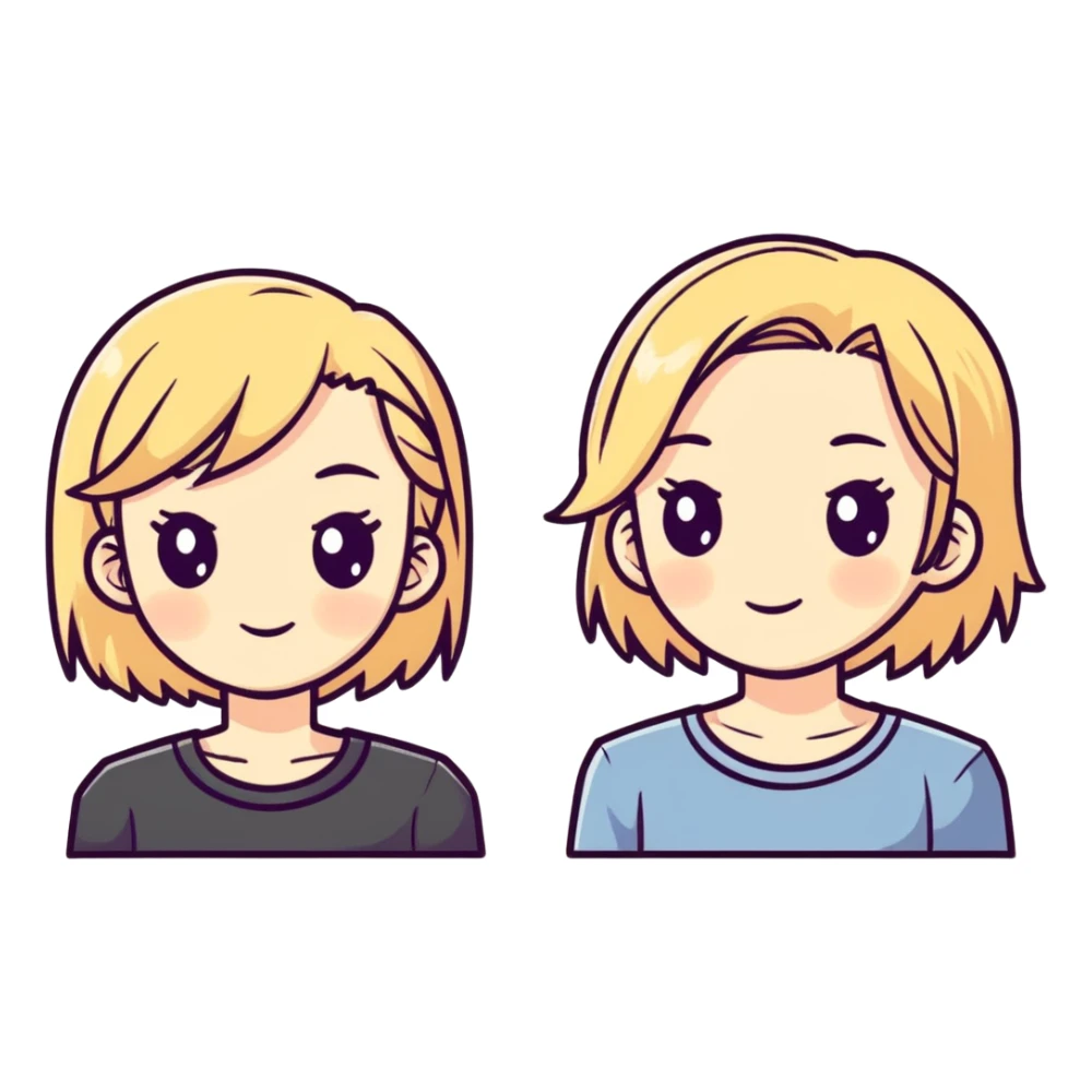 Two girls with dirty blonde hair sticker