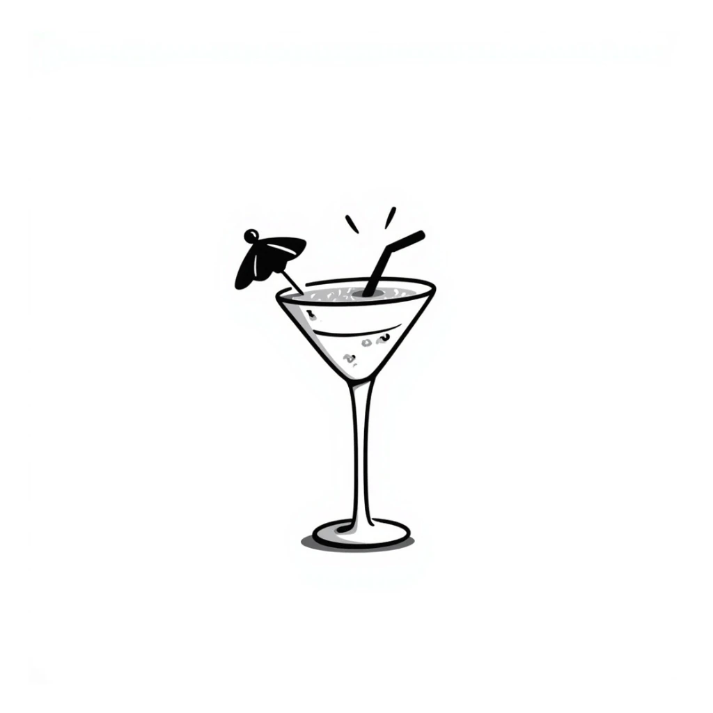 pina colada, hand drawn doodle, simple and playful, with a little umbrella sticker