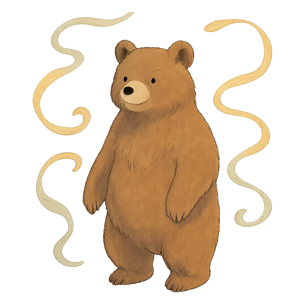 bear with swirly streamers around in soft Ghibli style sticker