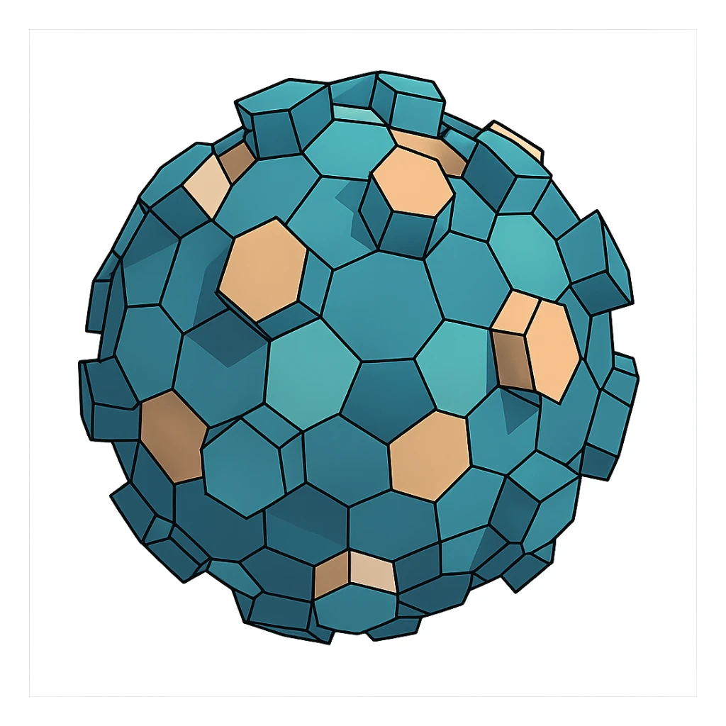 a sphere made of hexagons, transparent wireframe, the hexagons are extruded to random heights all over the surface of the sphere sticker