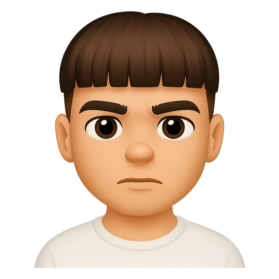 Create an emoji portrait of the person in the reference image in a style that closely resembles Apple emojis, with no background. The style should be clean, simple, and colorful like Apple emojis. sticker