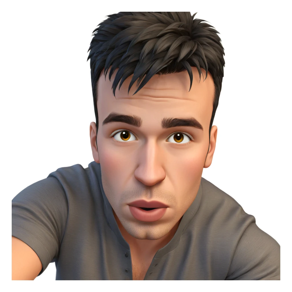 realistic male portrait with black hair sticker