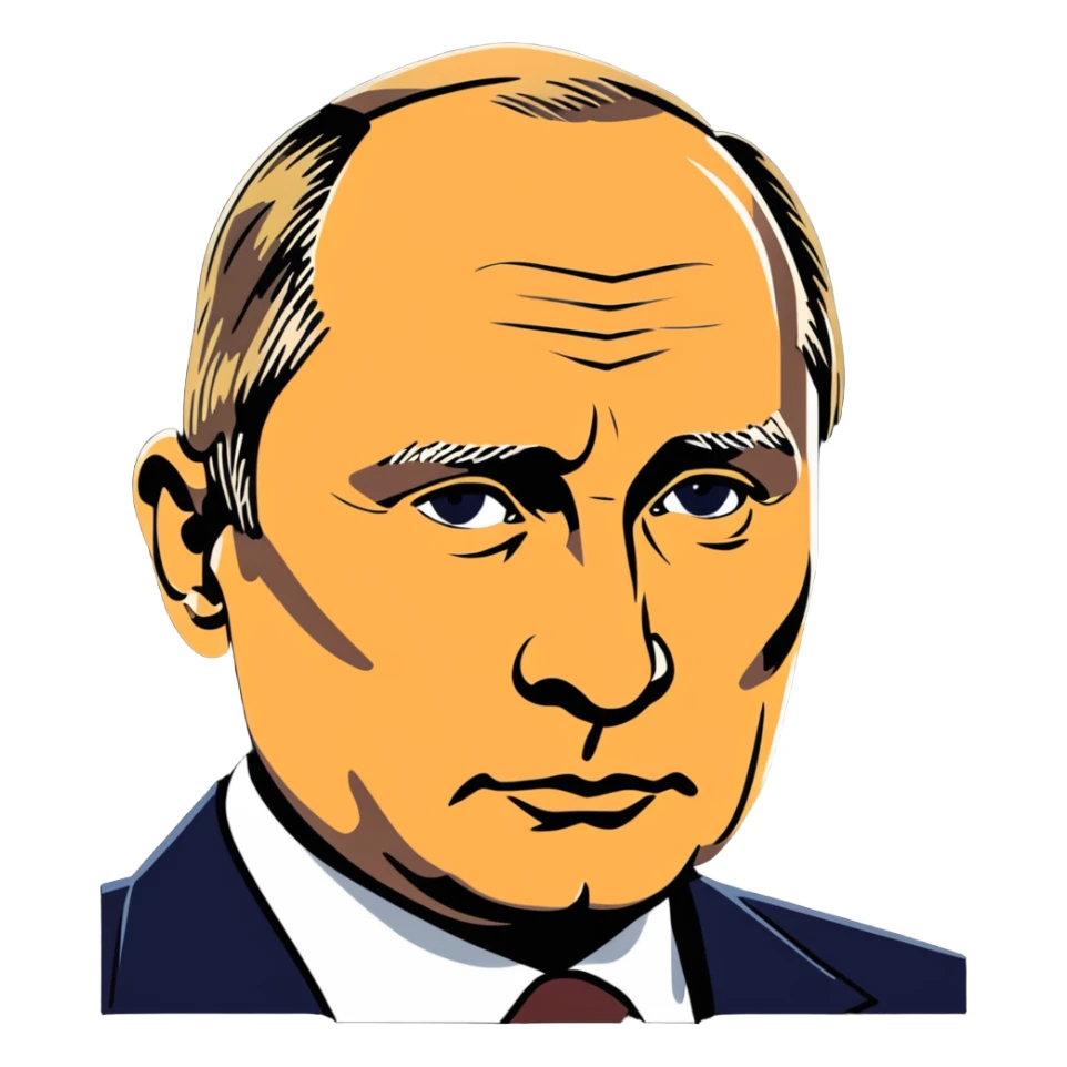 Vladimir Putin portrait with serious expression sticker