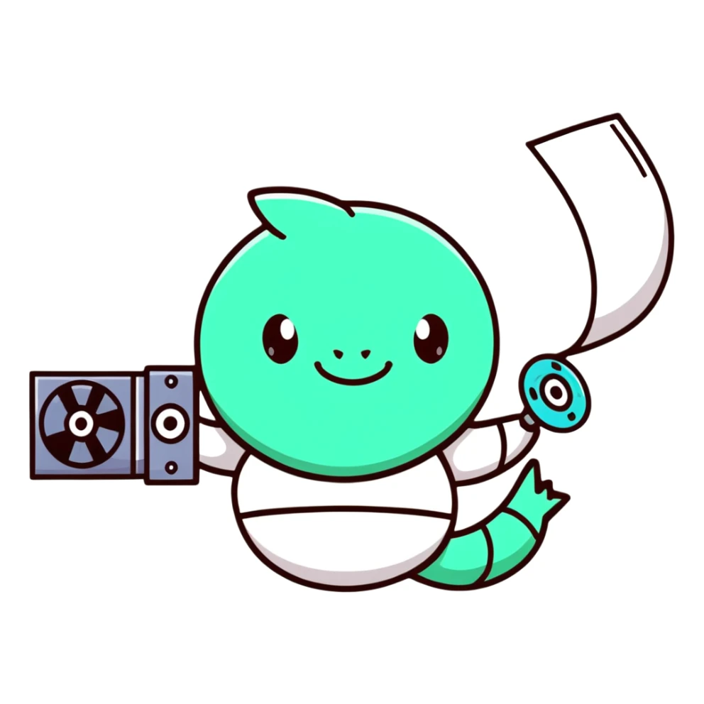 Pokémon character with film reel and editing timeline, energetic pose sticker
