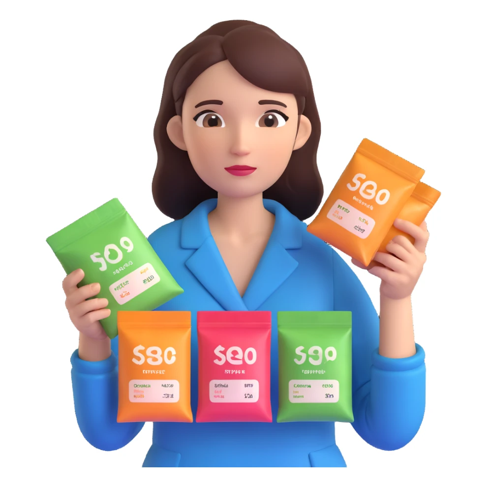 woman with intestinal dysbiosis caused by wrong supplementation, realistic 3D style, suffering expression, clinical details, home environment, visible supplement packages sticker