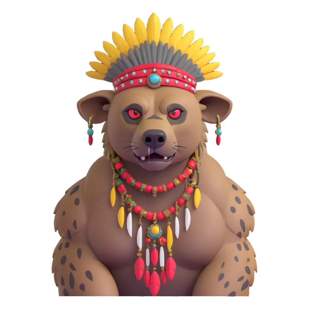 A native strong buff hyena with war bonnet  sticker